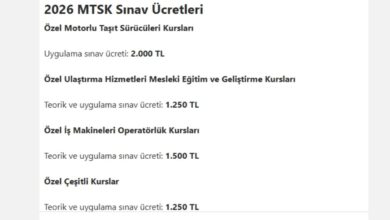 2026 MTSK sınav ücretleri listesi