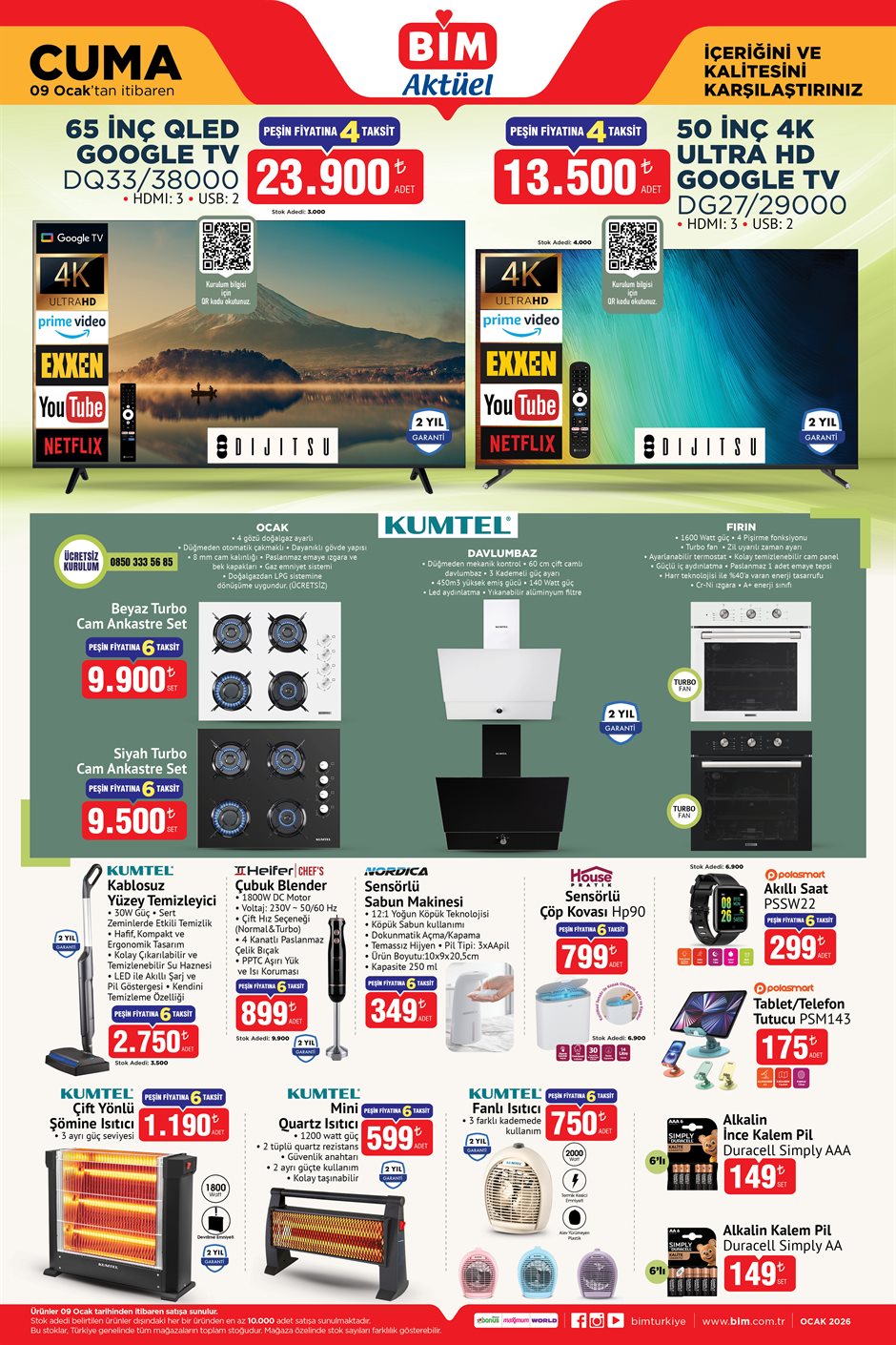 BİM aktüel ürünler 9 Ocak Cuma